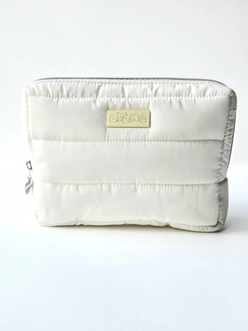 The Crème Shop White Puffy Travel Case Quilted Makeup Cosmetic Bag